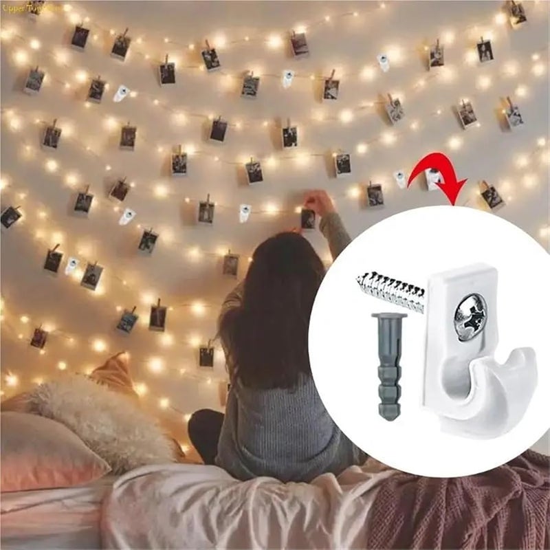 الخطافات السوداء اللولبية 30 قطعة للإضاءة الخيطية والمصابيح والتركيبات الصغيرة - Image 5