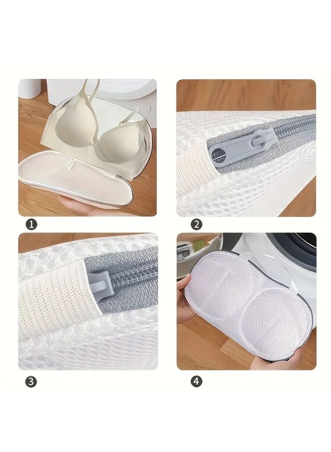 Premium Anti Deformation Bra Laundry Bag Blue Mesh Zipper Pouch - Image 4