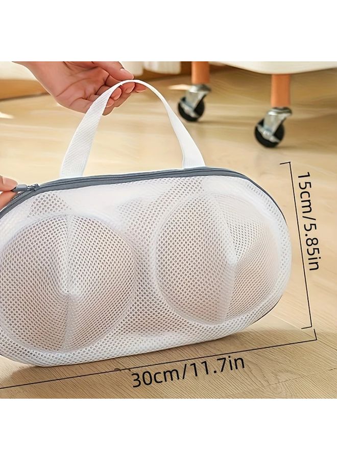 Premium Anti Deformation Bra Laundry Bag Blue Mesh Zipper Pouch - Image 3