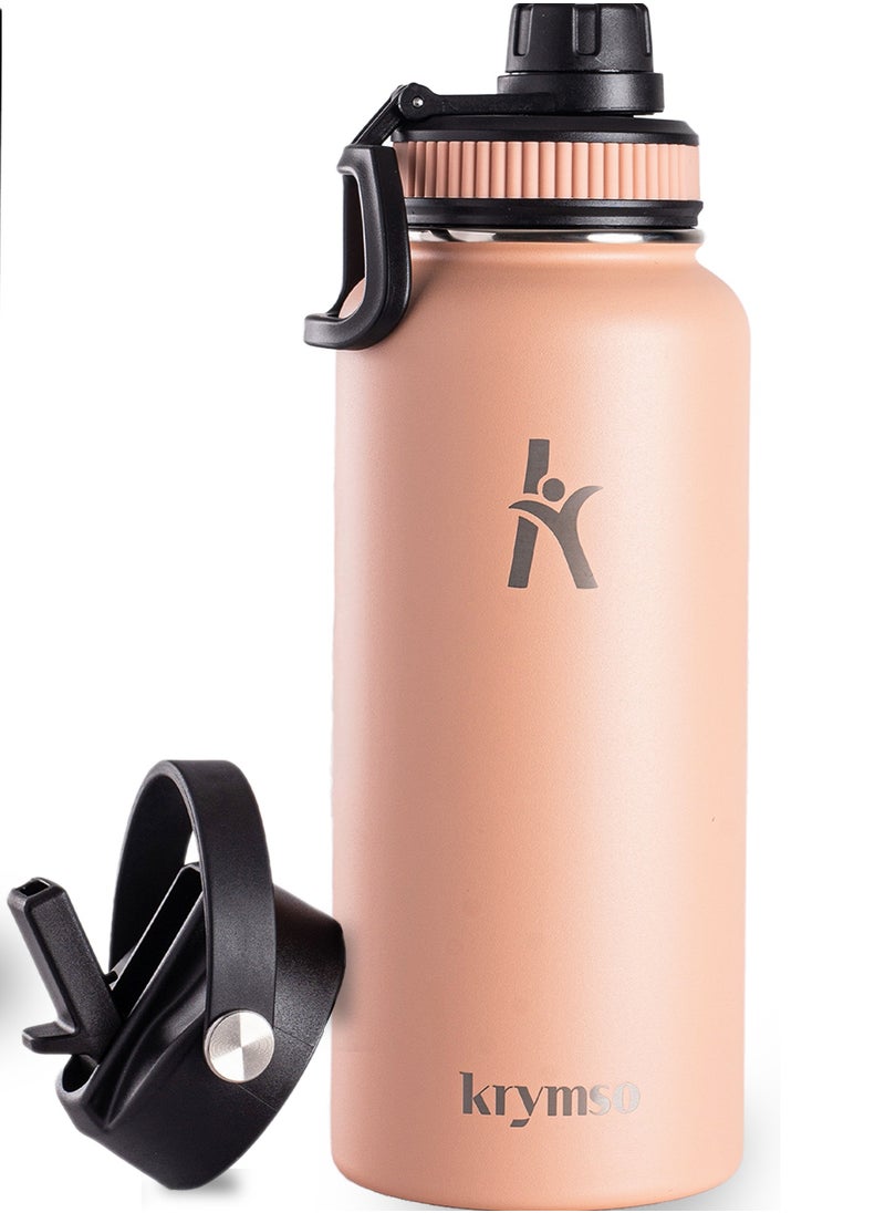 KRYMSO KRYMSO, 950ml Stainless Steel Water Bottle, Sports Bottle with Straw, Double Wall Insulated Water Bottle, Thermos Flask, Water Bottle for kids, Gym  - Image 1
