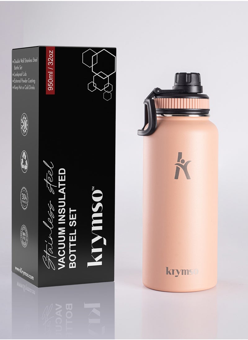 KRYMSO KRYMSO, 950ml Stainless Steel Water Bottle, Sports Bottle with Straw, Double Wall Insulated Water Bottle, Thermos Flask, Water Bottle for kids, Gym  - Image 2