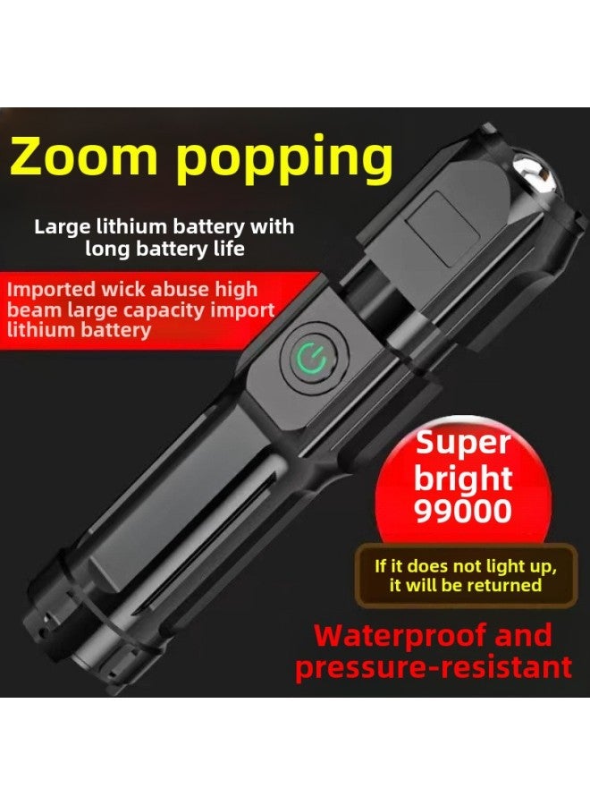 Flashlight Strong Light Rechargeable Household Outdoor Portable Durable Remote Super Bright LED Flashlight-Product Specifications:Fixed Focus Special Forces 120k K-strong Light Xp Wick  - Image 2