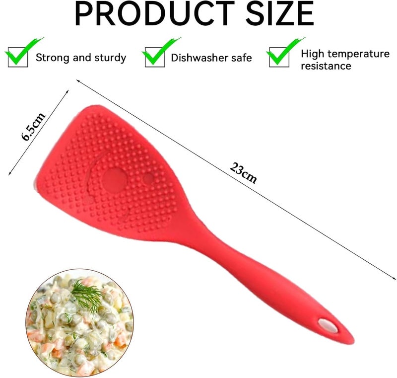 Baskety Long Handle Rice Spoon Rice Serving Spoon NonSlip Handle High Temperature Resistance Pack of 2 Red - Image 2