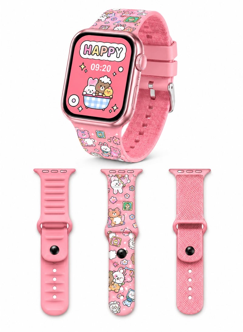 WISME Kids Smart Watch for Girls Ages 4-12, Pink – Video Chat & Bluetooth Calling, Camera, Games, Big 1.78" HD Touchscreen, GPS Route Tracking, 10 Sport Modes, Fitness Tracker, SOS & 3 Interchangeable Silicone Straps (Wisme X67 Mini) - Image 2