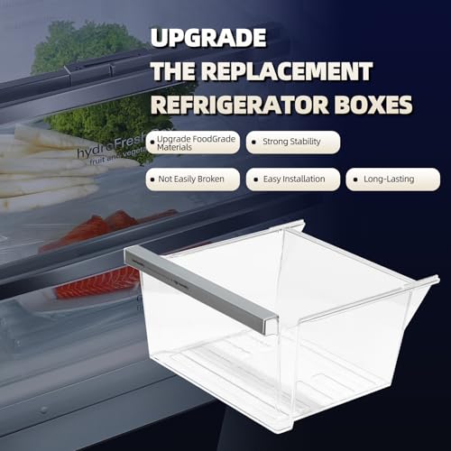 Saiyugty W11162443 W11046494 W11162446 Refrigerator Fridge Crisper Drawer Pan Fridge Meat Pan Bin Upper Humidity Control Drawer Compatible with Whirlpool Maytag Refrigerator Replacement Parts - Image 2