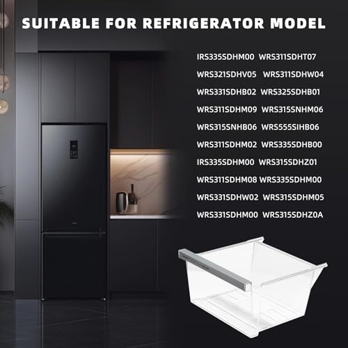 Saiyugty W11162443 W11046494 W11162446 Refrigerator Fridge Crisper Drawer Pan Fridge Meat Pan Bin Upper Humidity Control Drawer Compatible with Whirlpool Maytag Refrigerator Replacement Parts - Image 4