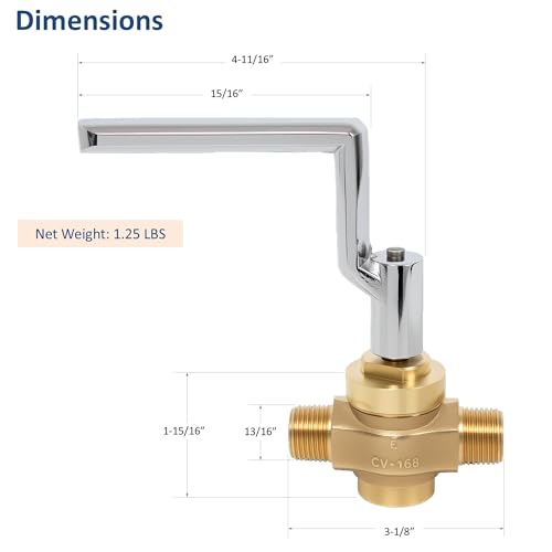 Leyso CV168 WRGV 12 PSI Copper Gas Valve with Handle for Commercial Chinese Wok Range CSA Approved 12 NPT x 12 NPT - Image 3
