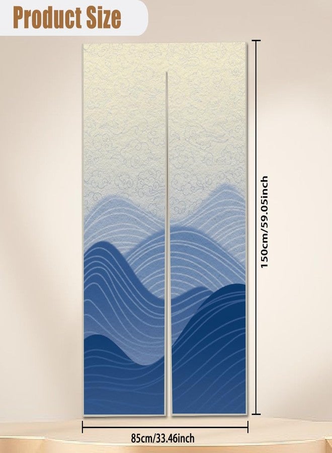 CHGCRAFT Ocean and Mountain Door Curtain for Doorway Japanese Style Doorway Curtain Wave Pattern Room Divider Curtains Folding Doors Curtain for Closet Door Bedroom Living Room Doorway, 59x33 Inch - Image 2