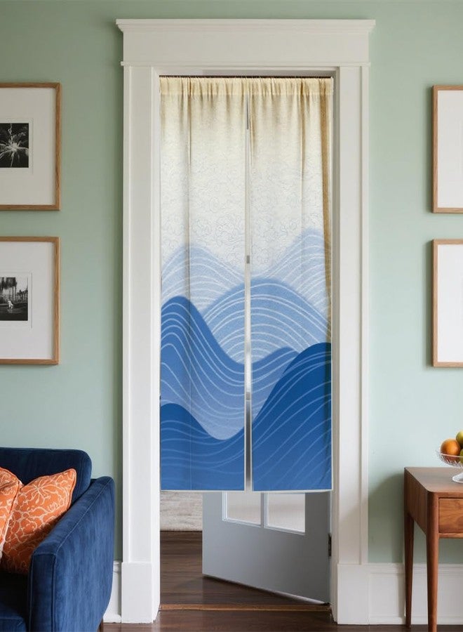 CHGCRAFT Ocean and Mountain Door Curtain for Doorway Japanese Style Doorway Curtain Wave Pattern Room Divider Curtains Folding Doors Curtain for Closet Door Bedroom Living Room Doorway, 59x33 Inch - Image 4