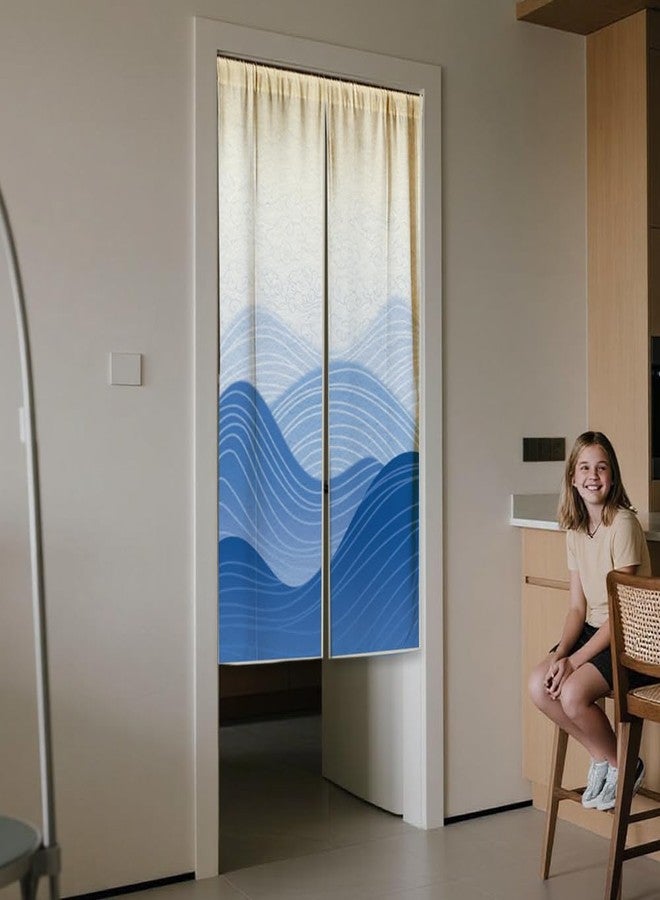 CHGCRAFT Ocean and Mountain Door Curtain for Doorway Japanese Style Doorway Curtain Wave Pattern Room Divider Curtains Folding Doors Curtain for Closet Door Bedroom Living Room Doorway, 59x33 Inch - Image 5