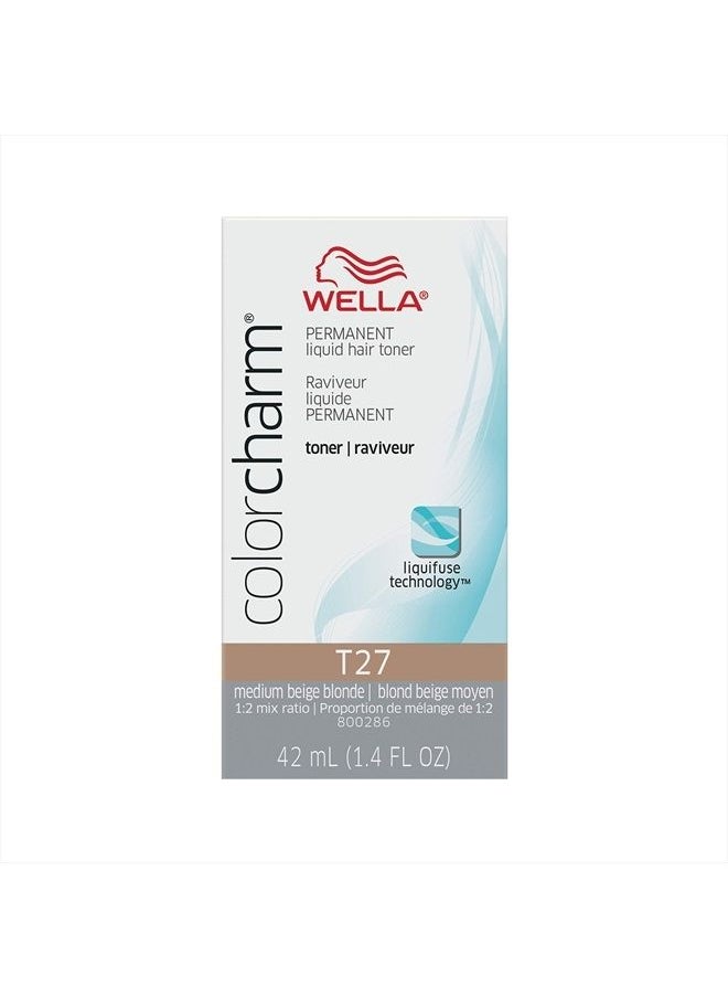 WELLA Color Charm WELLA colorcharm Hair Toner, Neutralize Brass With Liquifuse Technology, T27 Medium Beige Blonde, 1.4 oz  - Image 1