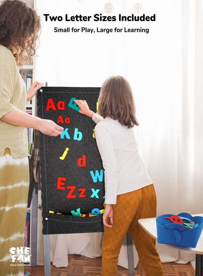 CHEFAN Felt Letter Board for Toddlers, 45''X25” Large Flannel Board for Wall, Uppercase & Lowercase Alphabet Letters (2 Sizes, 104 Letters), Preschool Early Literacy Learning - Image 3