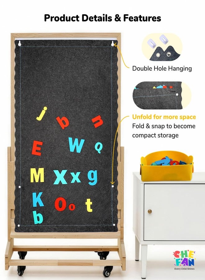 CHEFAN Felt Letter Board for Toddlers, 45''X25” Large Flannel Board for Wall, Uppercase & Lowercase Alphabet Letters (2 Sizes, 104 Letters), Preschool Early Literacy Learning - Image 4