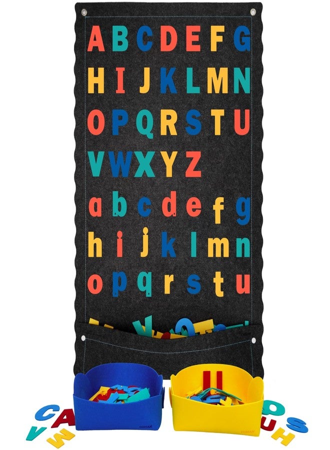 CHEFAN Felt Letter Board for Toddlers, 45''X25” Large Flannel Board for Wall, Uppercase & Lowercase Alphabet Letters (2 Sizes, 104 Letters), Preschool Early Literacy Learning - Image 1