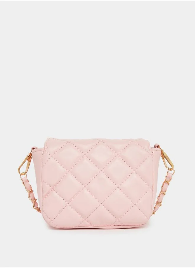 ستايلي Styli Quilted Crossbody Bag with Chain Strap