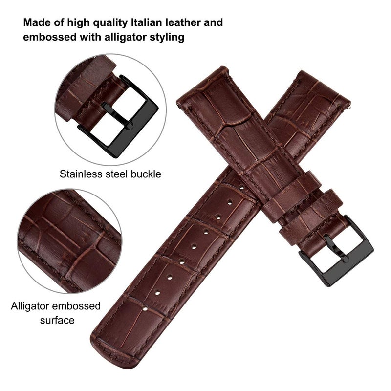 Ritche Christmas Gift 24mm Alligator Grain Watch Band Alligator Leather Watch Strap Quick Release Watch Bands for Men Women, White Elephant Gifts, Stocking Stuffers for Men - Image 2
