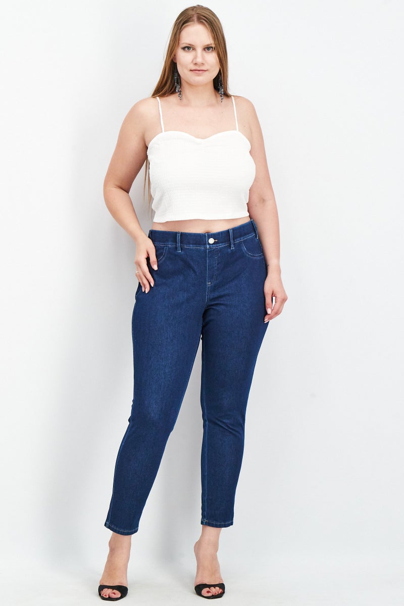 Tchibo جينز نسائي ضيق بسيط قابل للتمدد، أزرق - Image 3