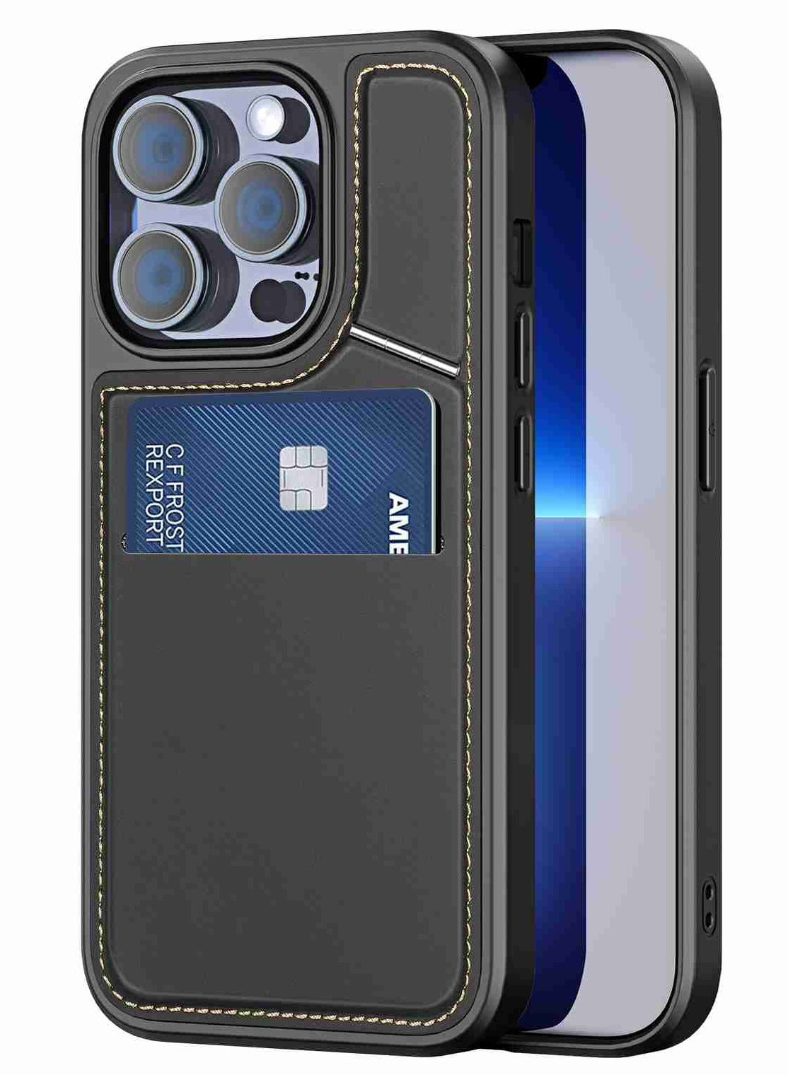 دوكس دوسيس دوكس دوسيس غلاف من سلسلة Rafi II لهاتف iPhone 13 Pro Max مع حامل وبطاقة أئتمان