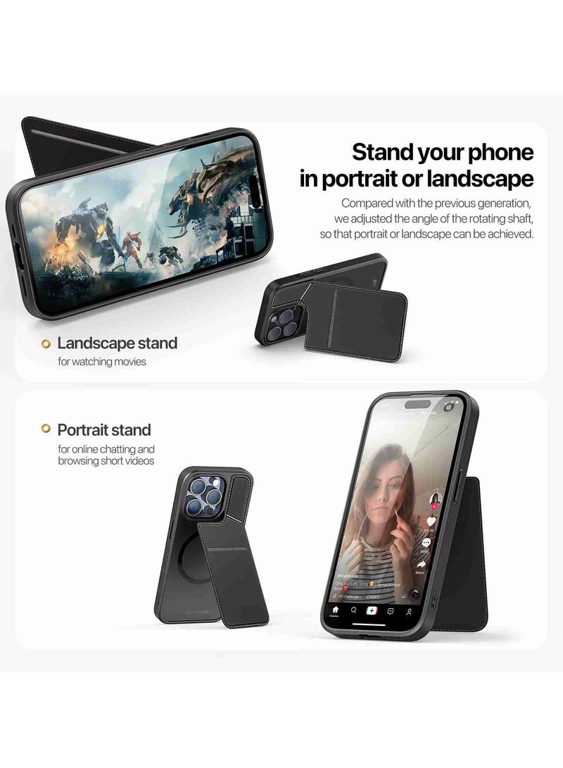 DUX DUCIS Rafi II Series Case for iPhone 13 Pro Max Case Wallet with Kickstand and Credit Card Holder Compatible with MagSafe Leather Heavy Duty Protective Case Cover (Black) - Image 4