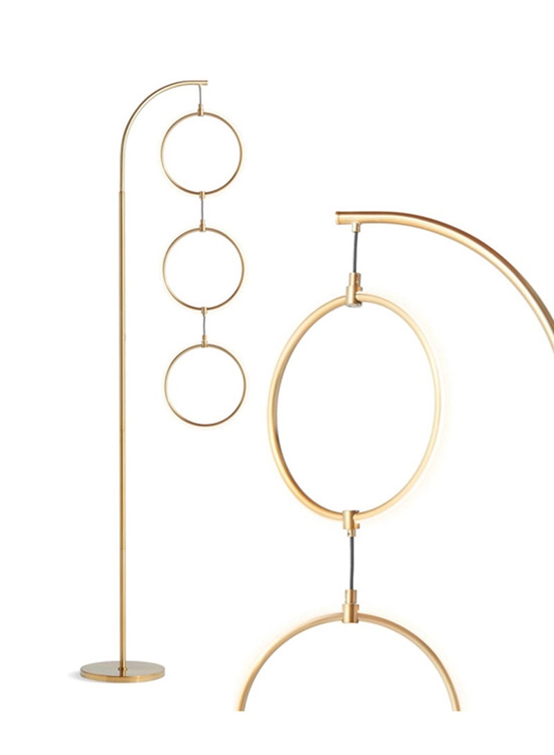 Onelight Creative Three-Circle Floor Lamp For Home Bedroom and Living Room, Adjustable White Light and Warm Light, with Foot Switch Gold 25x25x180 centimeter - Image 2