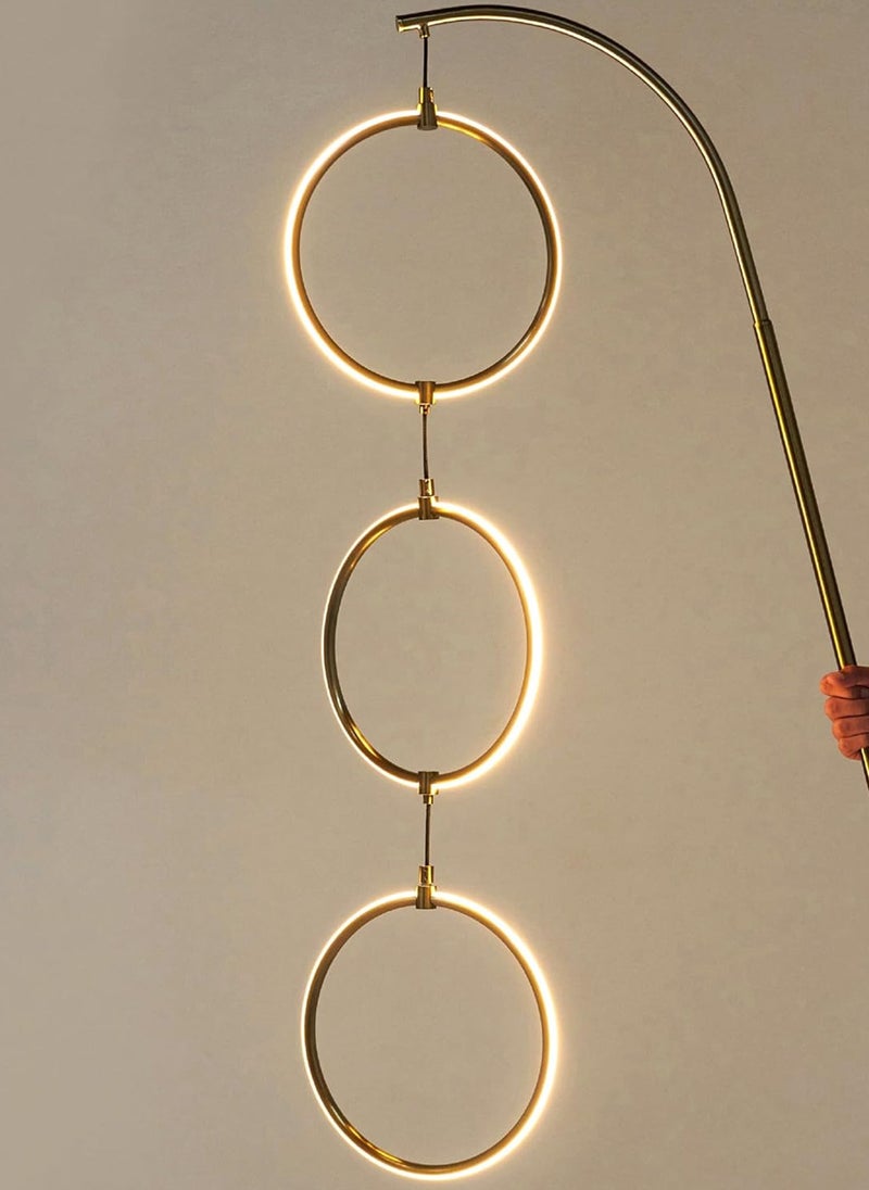 Onelight Creative Three-Circle Floor Lamp For Home Bedroom and Living Room, Adjustable White Light and Warm Light, with Foot Switch Gold 25x25x180 centimeter - Image 5