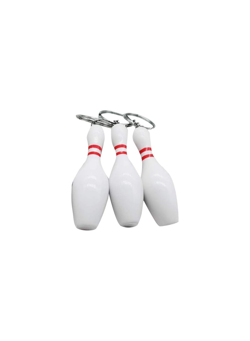 GGOOT Bowling Pin Keychains Hanging Ornament Gift Keychain Sports Keyring for Friends Children Party Favors 3pcs - Image 1