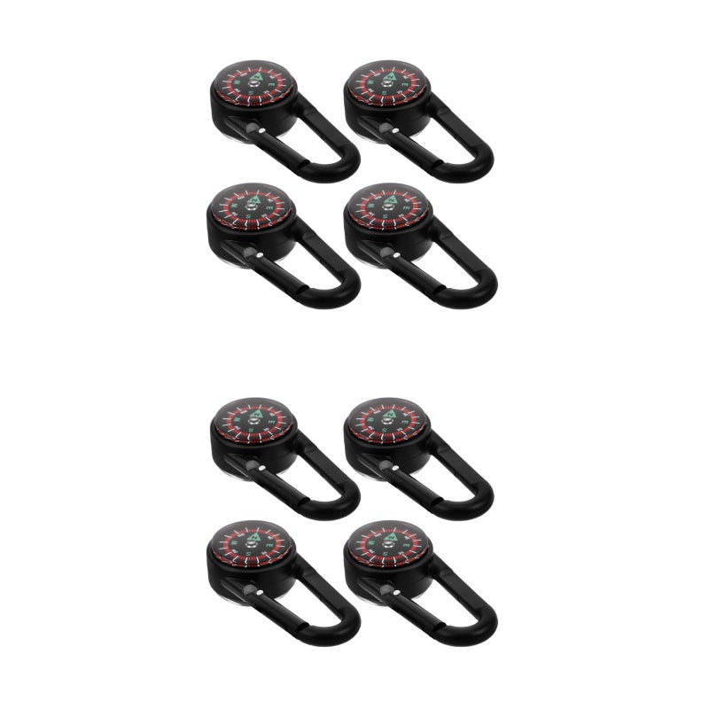 8 pcs Compass Hiking Survival: Portable Survival Compass With Carabiner Clip – Outdoor Accessory For Hiking Camping And Emergency Situations - Image 1