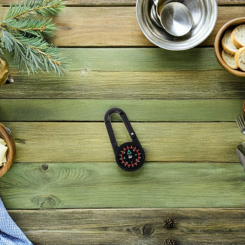 8 pcs Compass Hiking Survival: Portable Survival Compass With Carabiner Clip – Outdoor Accessory For Hiking Camping And Emergency Situations - Image 2