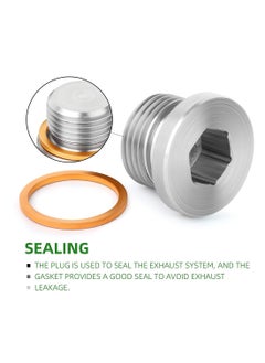 KASTWAVE 304 Stainless Steel M18 X 1.5 O2 Oxygen Sensor Bung 2 Pack Notched Style Mounting Bungs and Plugs Weld Bung with 2 Pcs Gasket  - Image 2