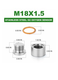 KASTWAVE 304 Stainless Steel M18 X 1.5 O2 Oxygen Sensor Bung 2 Pack Notched Style Mounting Bungs and Plugs Weld Bung with 2 Pcs Gasket  - Image 4