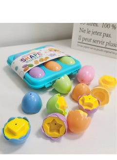Generic Color Shape Matching Eggs Set, Educational Toy with Blue Egg Holder, Early Learning Shapes Sorting Recognition Skills - Sorting Puzzle for Kid, Baby, Toddler, Boy, Girl, Birthday Gift (6 Eggs)  - Image 5