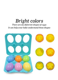 Generic Color Shape Matching Eggs Set, Educational Toy with Blue Egg Holder, Early Learning Shapes Sorting Recognition Skills - Sorting Puzzle for Kid, Baby, Toddler, Boy, Girl, Birthday Gift (6 Eggs)  - Image 2