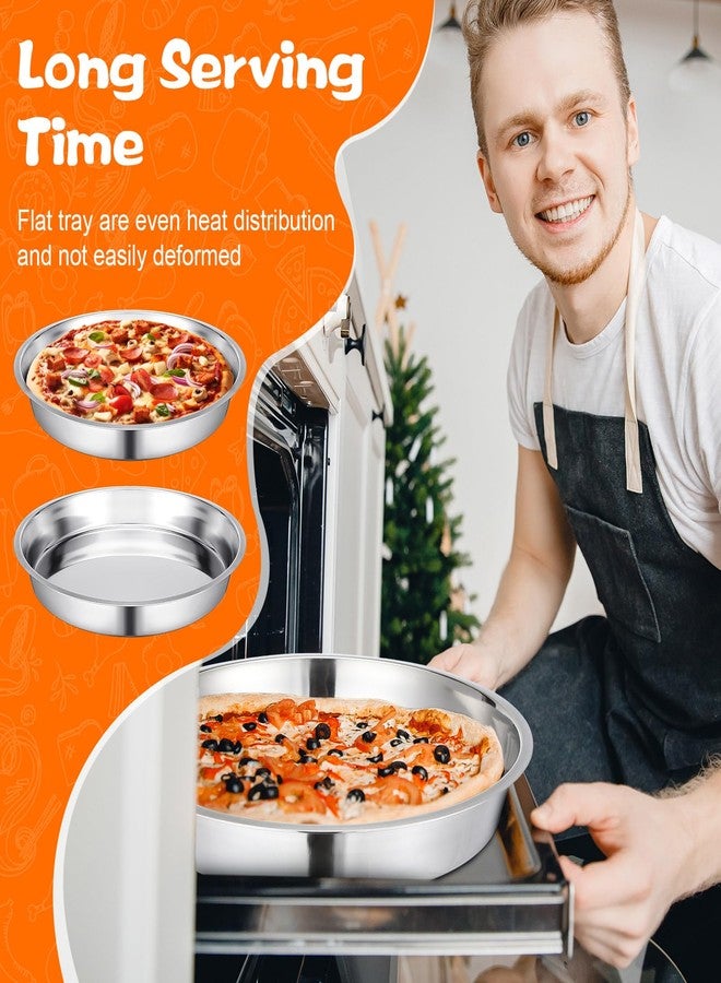 Nuogo 2 Pcs 16 Inch Large Deep Pizza Pans Stainless Steel Pizza Tray Round Oven Tray Rust Proof Reusable Bakeware Cooking Pan Dishwasher Safe for Baking, Serving, and Displaying Cookie Pie - Image 3