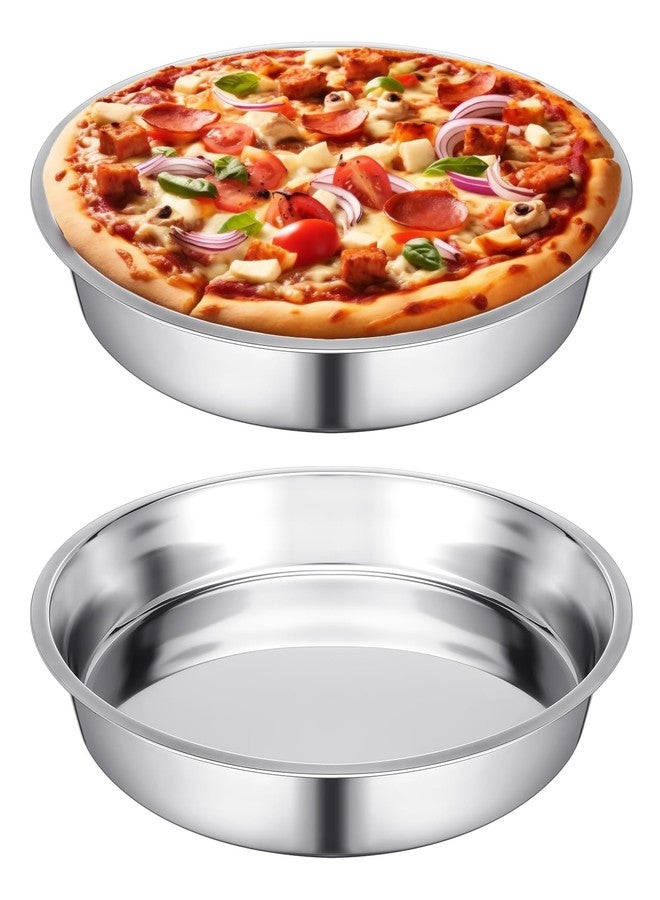 Nuogo 2 Pcs 16 Inch Large Deep Pizza Pans Stainless Steel Pizza Tray Round Oven Tray Rust Proof Reusable Bakeware Cooking Pan Dishwasher Safe for Baking, Serving, and Displaying Cookie Pie - Image 1