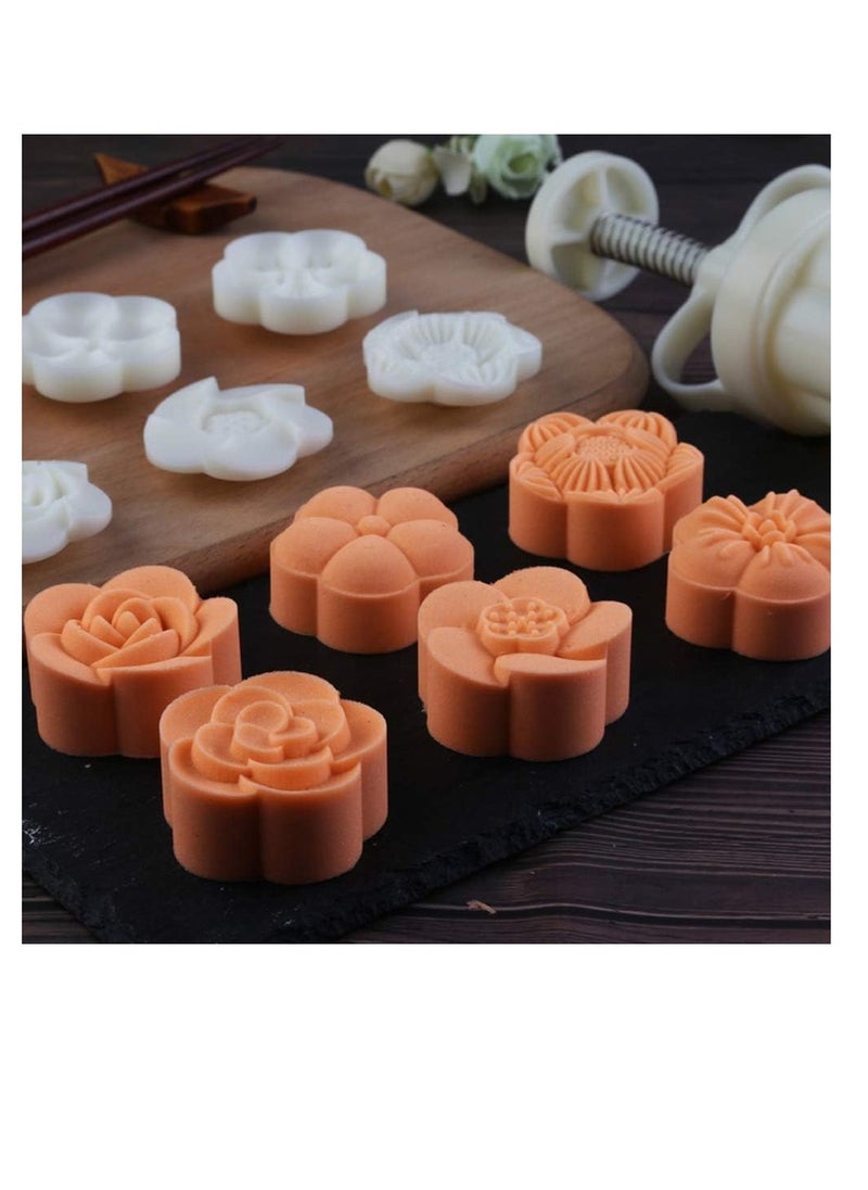 brandless - Ylskmu Cookie Stamp 6pcs 50g Moon Cake Mold Set, Thickness Adjustable Mid Autumn Festival DIY Hand Press Cookie Cutter Dessert Pastry Decoration Tool Moon cake Maker - Image 1