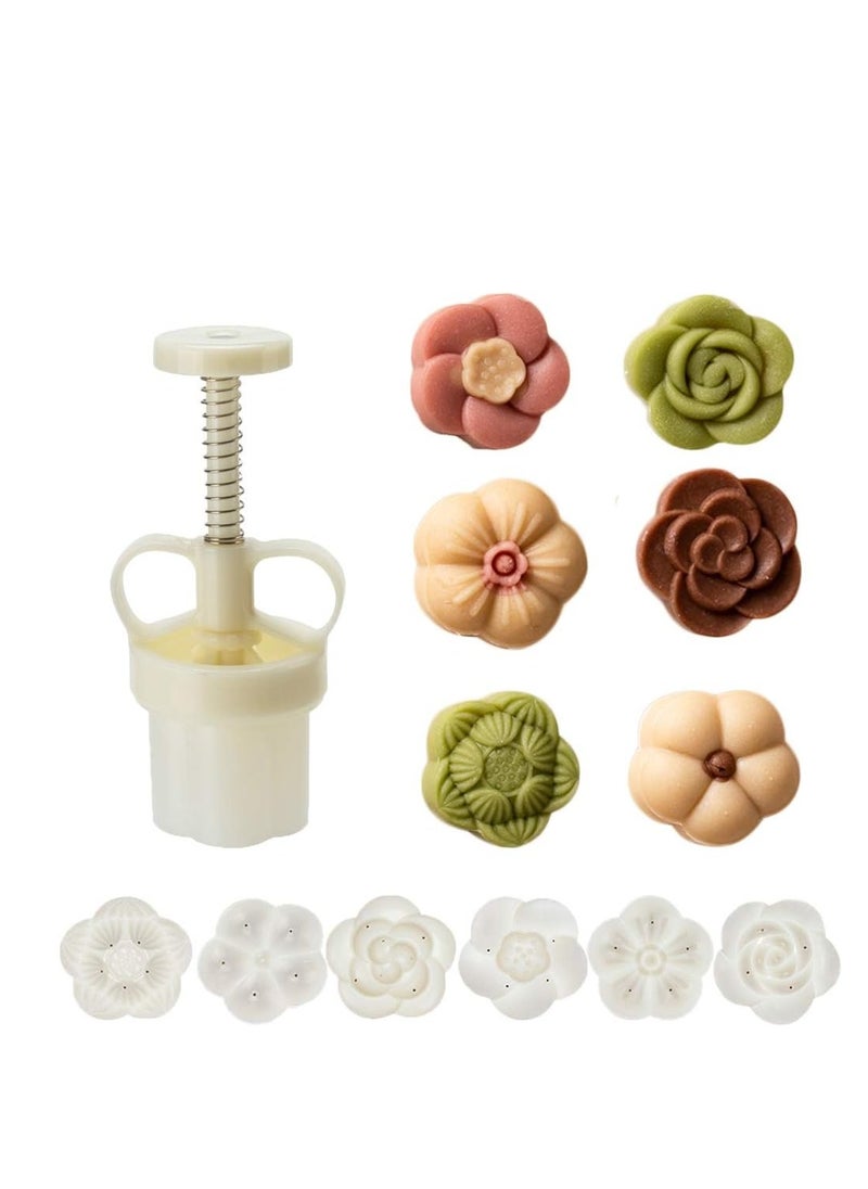 brandless - Ylskmu Cookie Stamp 6pcs 50g Moon Cake Mold Set, Thickness Adjustable Mid Autumn Festival DIY Hand Press Cookie Cutter Dessert Pastry Decoration Tool Moon cake Maker - Image 1