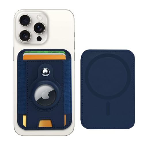 PureGear Mag AirTag Wallet Magnetic Wallet with Protective AirTag Holder for iPhone 171615141312 Series MagSafe Compatible Holds Up to 8 Cards Slim Minimalist AirTagNot Included Blue - Image 1
