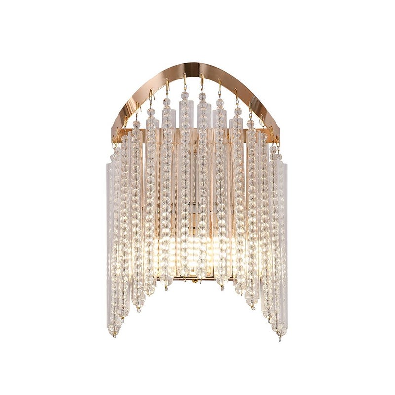 DANUBE HOME Zahra Crystal Wall Lamp Contemporary Indoor Wall Lamps Wall Mounted Lanterns E14 Bulb Base Modern Design Indoor Lighting For Bedroom Dining Living Room L23xW21xH13cm-Gold - Image 3