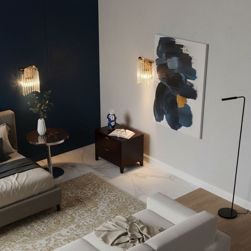 DANUBE HOME Zahra Crystal Wall Lamp Contemporary Indoor Wall Lamps Wall Mounted Lanterns E14 Bulb Base Modern Design Indoor Lighting For Bedroom Dining Living Room L23xW21xH13cm-Gold - Image 5