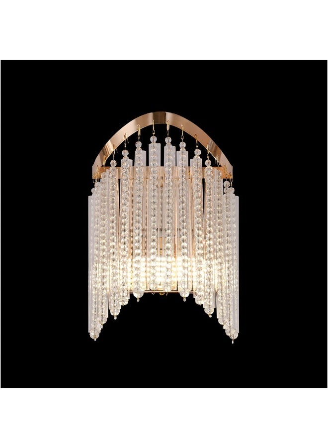 DANUBE HOME مصباح جدار كريستالي زهرة مصابيح جدارية داخلية حديثة مصابيح معلقة قاعدة لمبة E14 تصميم عصري إضاءة داخلية لغرفة النوم غرفة الطعام غرفة المعيشة L23xW21xH13cm-ذهبي - Image 4