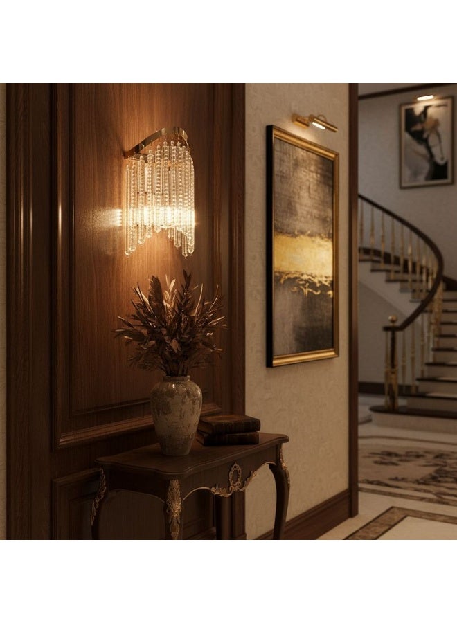 DANUBE HOME مصباح جدار كريستالي زهرة مصابيح جدارية داخلية حديثة مصابيح معلقة قاعدة لمبة E14 تصميم عصري إضاءة داخلية لغرفة النوم غرفة الطعام غرفة المعيشة L23xW21xH13cm-ذهبي - Image 2
