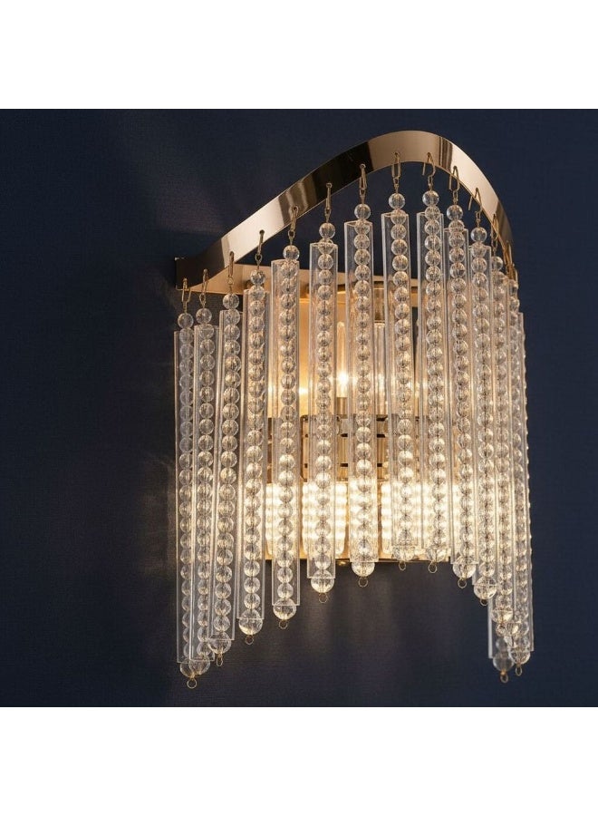 DANUBE HOME مصباح جدار كريستالي زهرة مصابيح جدارية داخلية حديثة مصابيح معلقة قاعدة لمبة E14 تصميم عصري إضاءة داخلية لغرفة النوم غرفة الطعام غرفة المعيشة L23xW21xH13cm-ذهبي - Image 1