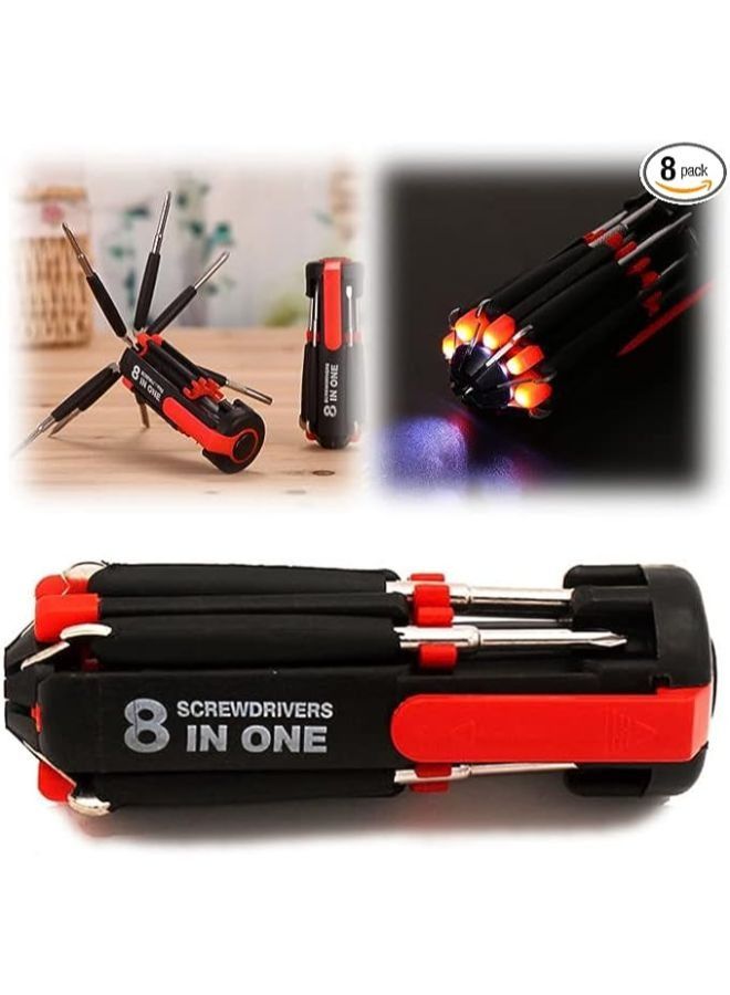 8 in 1 Multifunctional Screwdrivers with Work Light and Flashlight, Portable Multitool Screwdriver Professional Repair Tool, General Screwdriver Multitool for Home, Kitchen, Car  - Image 1