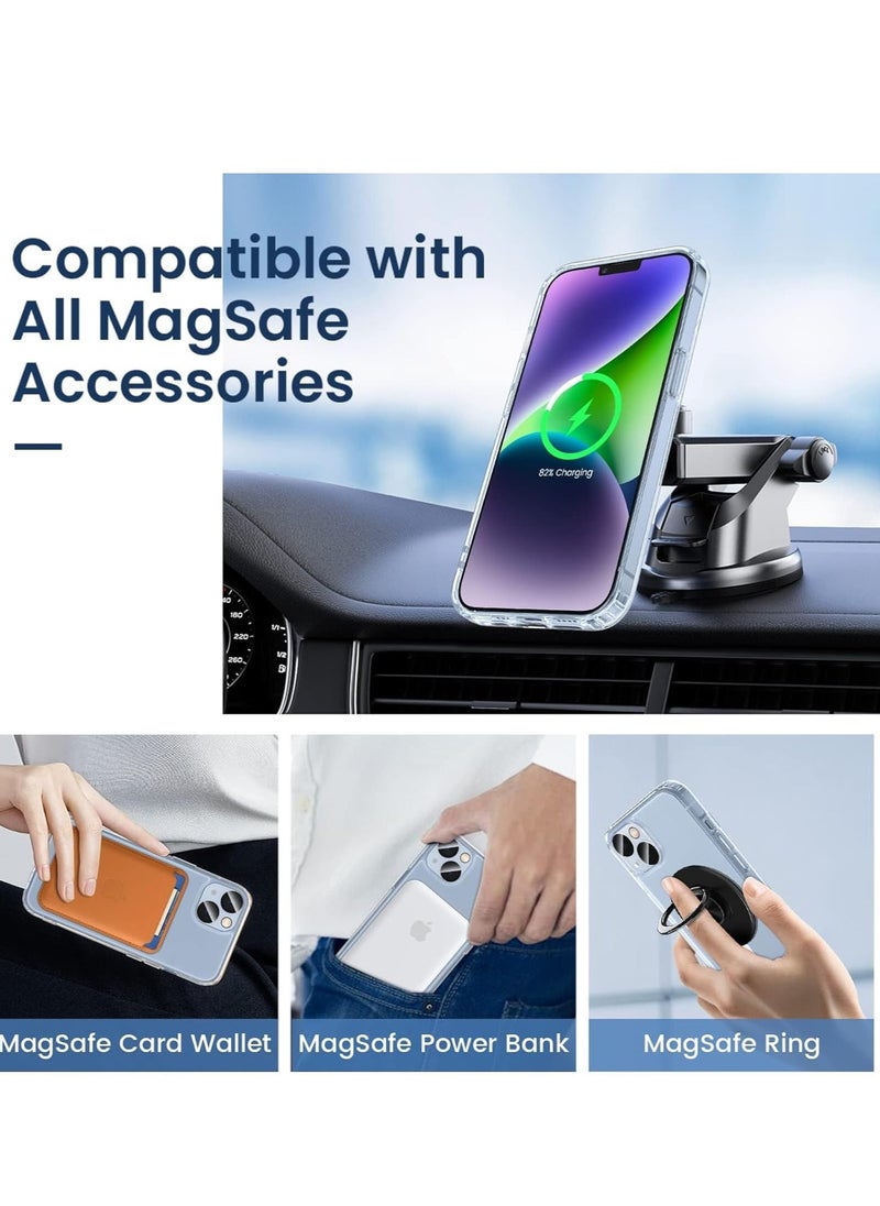 إيف حافظة مغناطيسية شفافة 5 في 1 لهاتف iPhone 15 (6.1 بوصة، 2023) - تتضمن واقيين للشاشة، و2 واقيات لعدسة الكاميرا، ومقاومة للاصفرار، ومتوافقة مع MagSafe - Image 3