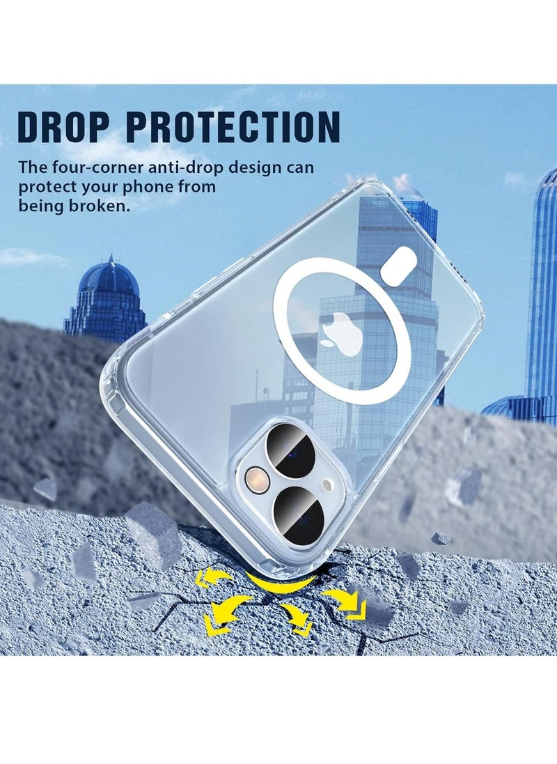 إيف حافظة مغناطيسية شفافة 5 في 1 لهاتف iPhone 15 (6.1 بوصة، 2023) - تتضمن واقيين للشاشة، و2 واقيات لعدسة الكاميرا، ومقاومة للاصفرار، ومتوافقة مع MagSafe - Image 4