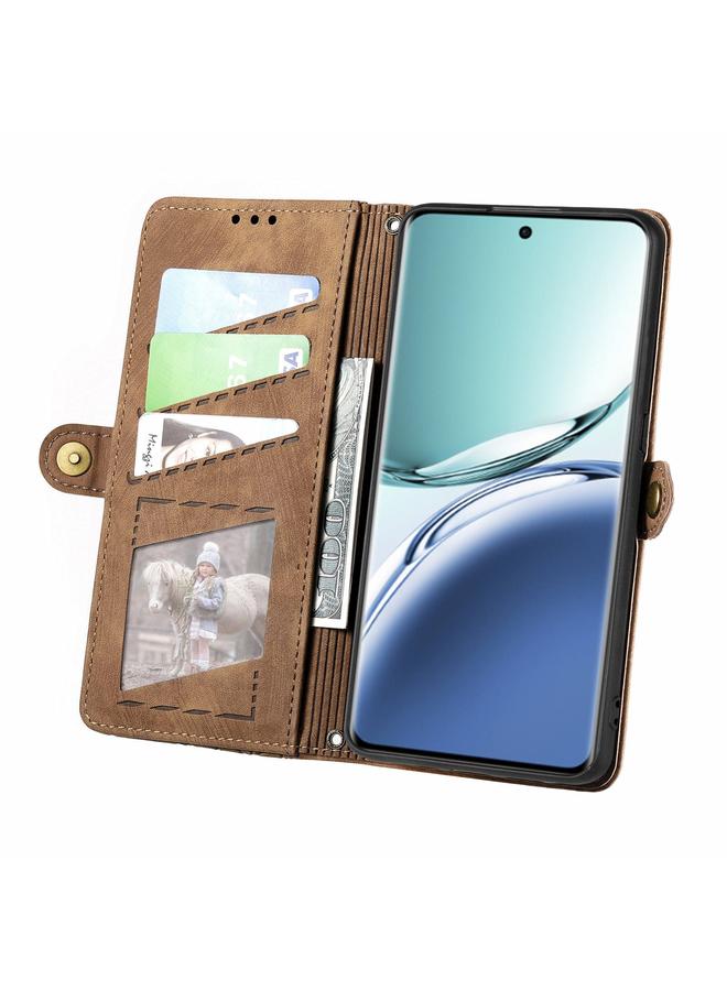 اس-توب جراب هاتف OPPO A3 Pro بسحاب هندسي ومشبك جانبي من الجلد - Image 3