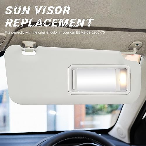 ILONPA بديل مظلة الشمس الرمادية للراكب الجانبي الأيمن متوافق مع 2010 2011 2012 2013 مازدا 3 استبدال BBM2-69-320C-75 مع ضوء مدمج - Image 3