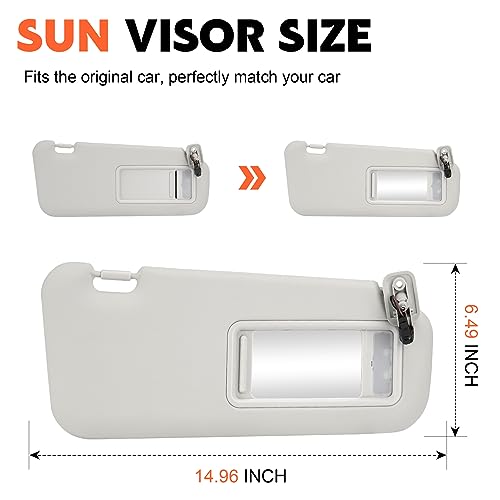 ILONPA بديل مظلة الشمس الرمادية للراكب الجانبي الأيمن متوافق مع 2010 2011 2012 2013 مازدا 3 استبدال BBM2-69-320C-75 مع ضوء مدمج - Image 2