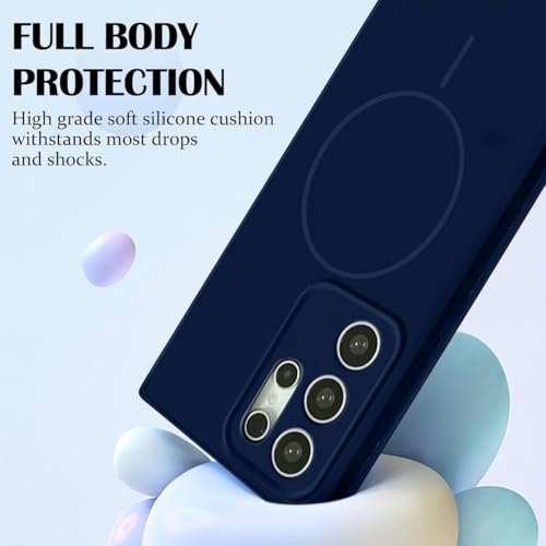 mobistyle Magnetic Silicone Back Cover for Samsung Galaxy S25 Ultra 6.9-Inch, Compatible with Mag-Safe, Silky Soft Touch, Shock Absorbing Phone Cover with Camera Lens Protection (Blue) - Image 2