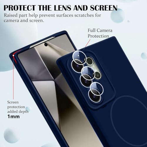 mobistyle Magnetic Silicone Back Cover for Samsung Galaxy S25 Ultra 6.9-Inch, Compatible with Mag-Safe, Silky Soft Touch, Shock Absorbing Phone Cover with Camera Lens Protection (Blue) - Image 4